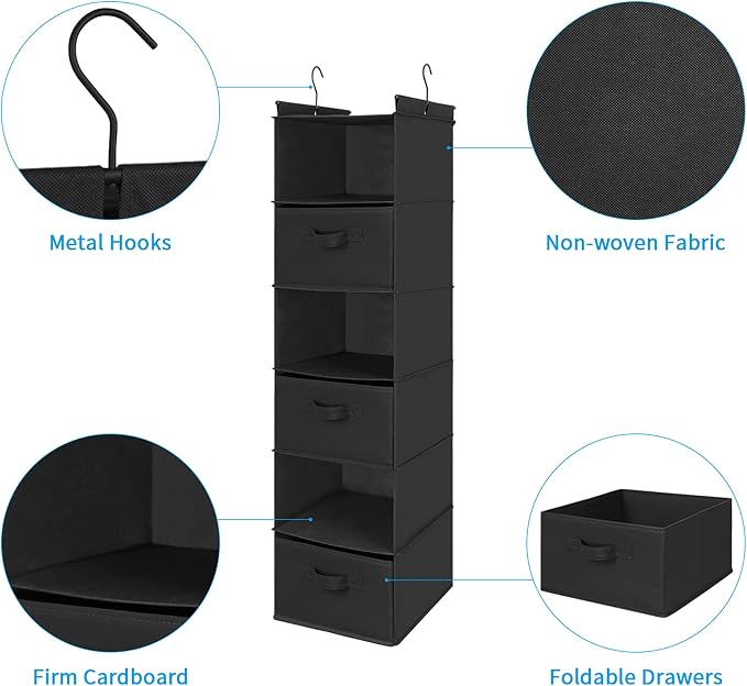 MAX Houser 6 Tier Foldable Hanging Closet Organizer - Image 9