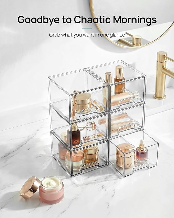 Vtopmart 2 Pack Small Clear Stackable Storage Drawers - Image 3