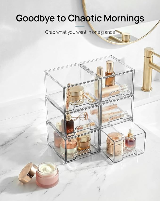 Vtopmart 6 Pack Small Clear Stackable Storage Drawers - Image 3