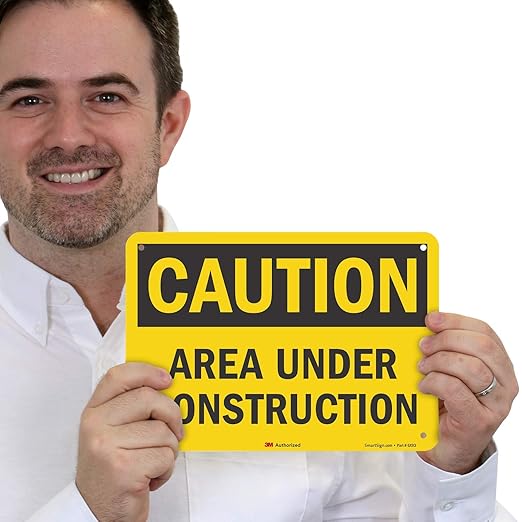 "Caution - Area Under Construction" Sign by SmartSign | 7" x 10" 3M Reflective Aluminum