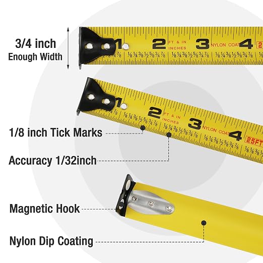 WORKPRO 16FT Pink Tape Measure, 1/8 Fractions Easy Read Measuring Tape - Image 3