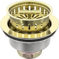 BOTEMY B9171 Gold Kitchen Sink Drain Kit 3 1/2 Sink Strainer for Kitchen Sink with Stainless Steel Strainer Stopper Drain Assembly Basket Strainer Fit Standard Sink Drain Hole