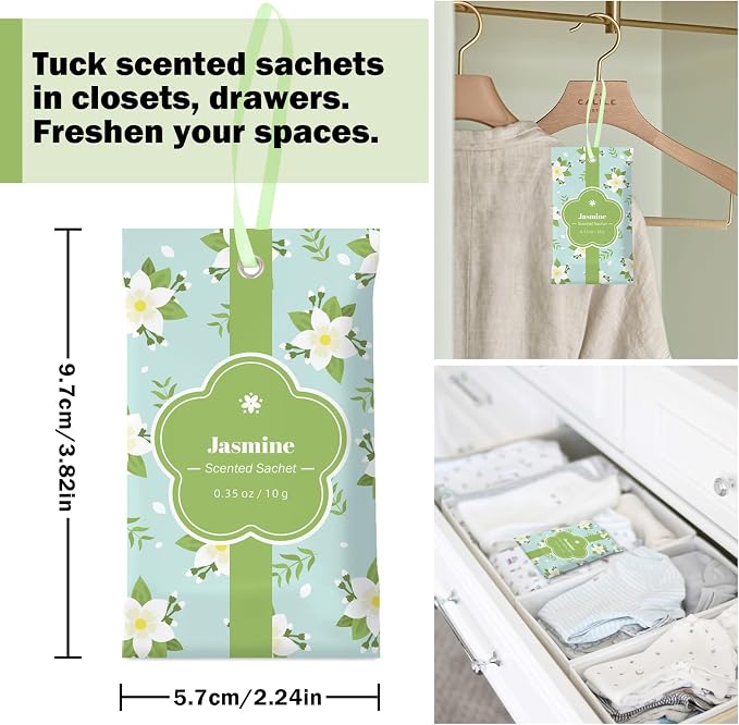 SCENTORINI Scented Sachets for Drawer and Closet, Jasmine Scent 14 Pack - Image 3