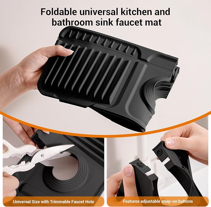 ZJWZLG Faucet Mat for Kitchen Sink, 17.7"X5.5" Silicone Sink Splash Guard - Image 6