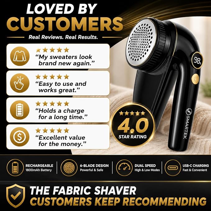 Smartek Fabric Shaver Fuzz Remover, Electric Lint Remover - Image 8