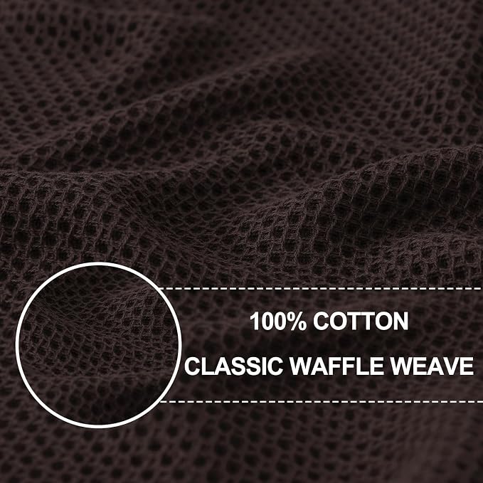 Homaxy 100% Cotton Waffle Weave Kitchen Dish Cloths 6-Pack, Dark Brown | 12 x - Image 2