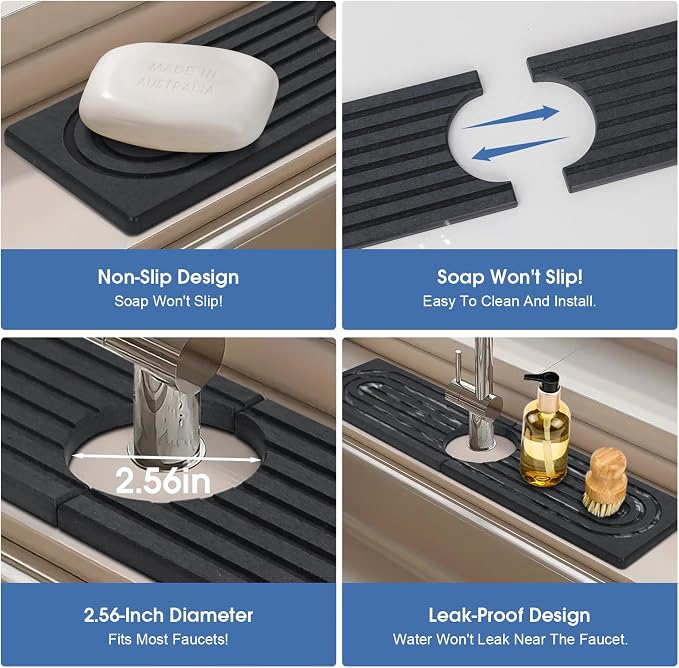 Fast Drying Stone Faucet Mat for Kitchen Sink - Image 4