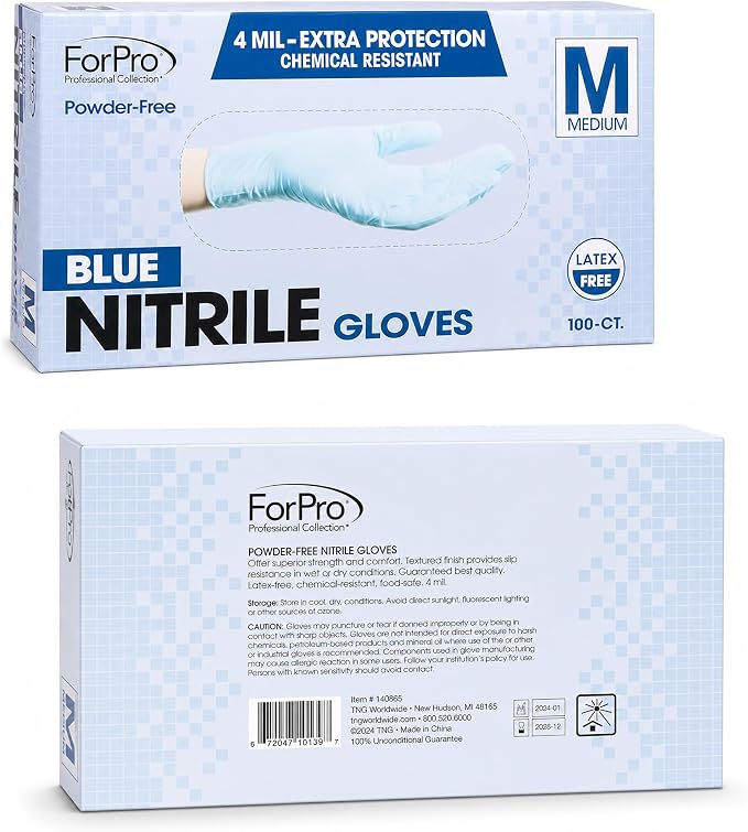 ForPro Disposable Nitrile Gloves, Chemical Resistant, Powder-Free, Latex-Free - Image 2