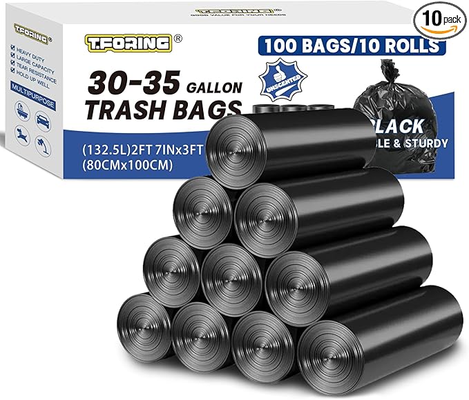 30-35 Gallon Trash Bags Heavy Duty 1.5 Mil, Strong Plastic Can Liners, Fit 112 by TFORING%C2%AE