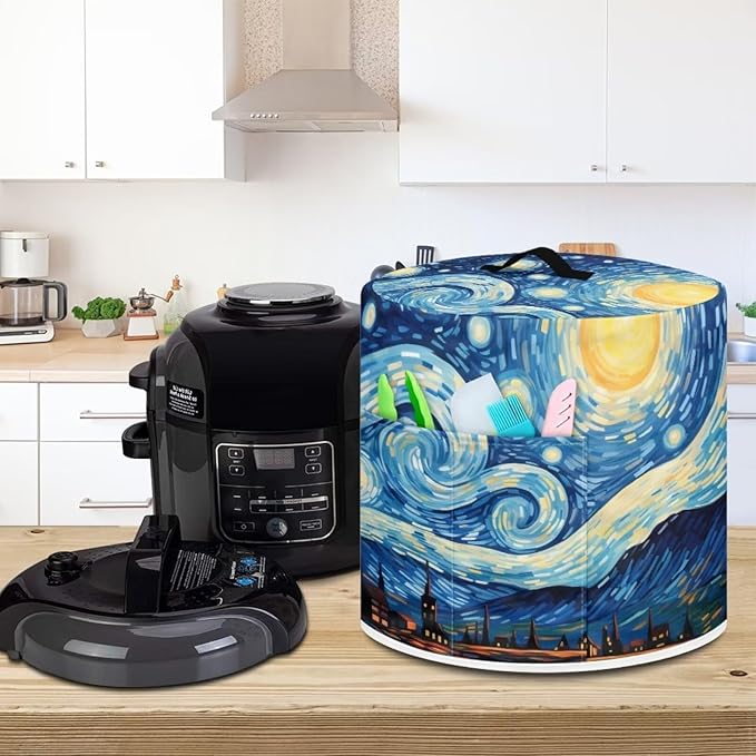 Starry Night Pressure Cooker Covers for Women Insulated Rice Cooker Covers with Easy to Clean Lining Stain Resistant Dust Cover with Pockets for Instant Pot 6 Quart Appliance Cover