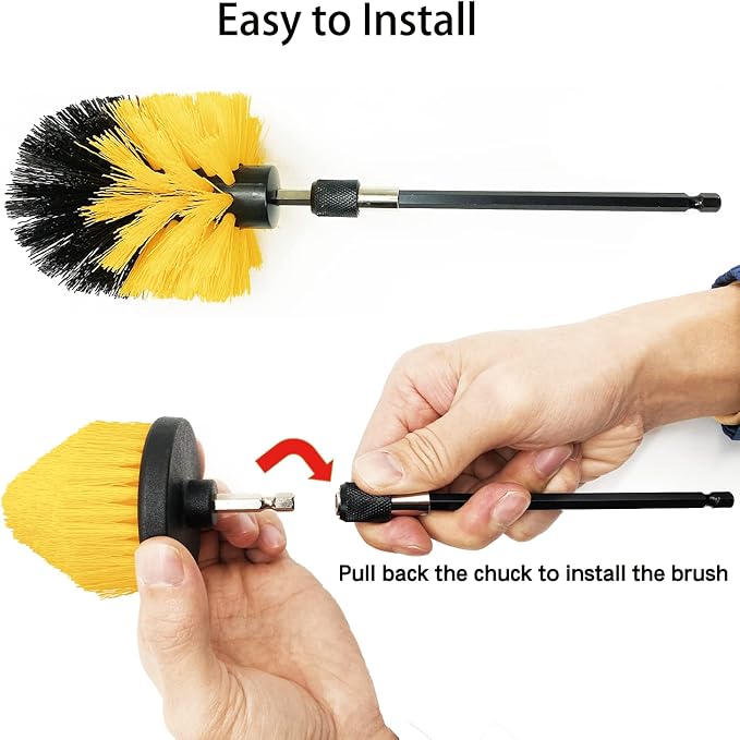 8 Pack Drill Brush Attachment Set, 1/4in Power Scrubber Brush + Extend Long - Image 9
