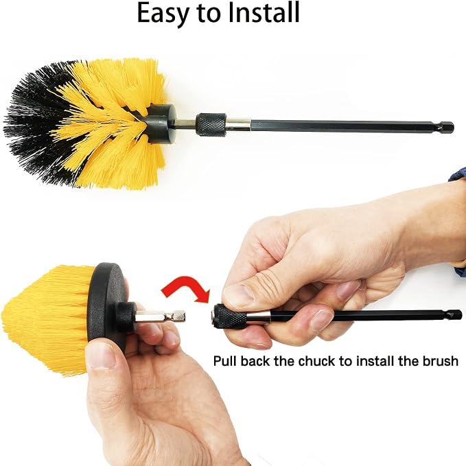 8 Pack Drill Brush Attachment Set, 1/4in Power Scrubber Brush + Extend Long Rod - Image 7