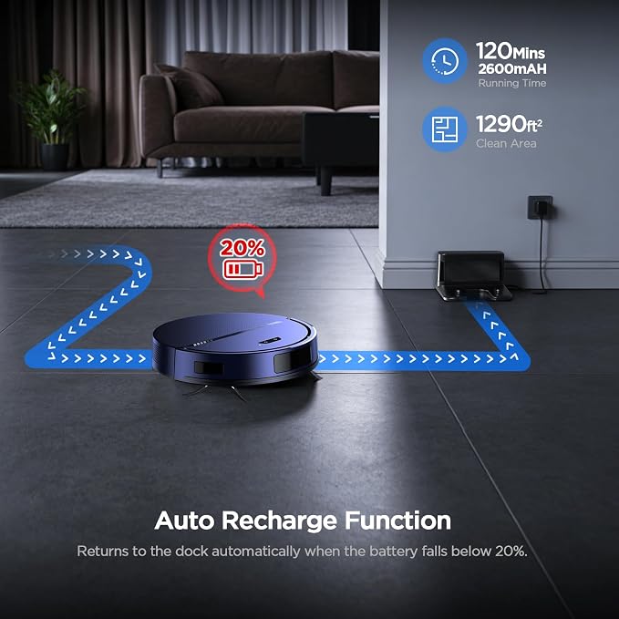 Robot Vacuum and Mop Combo, 8000Pa Strong Suction 2 in 1 Vacuum Robot - Image 6