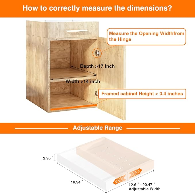 LEGUANG Expandable Pull-Out Cabinet Organizers (12.6-20.4" W x 16.54" D) - Upgraded 3 Quiet Slide Rails, Nano-Film Adhesive Fixing, White, Fit Kitchen/Living Room/Bathroom/Vanity