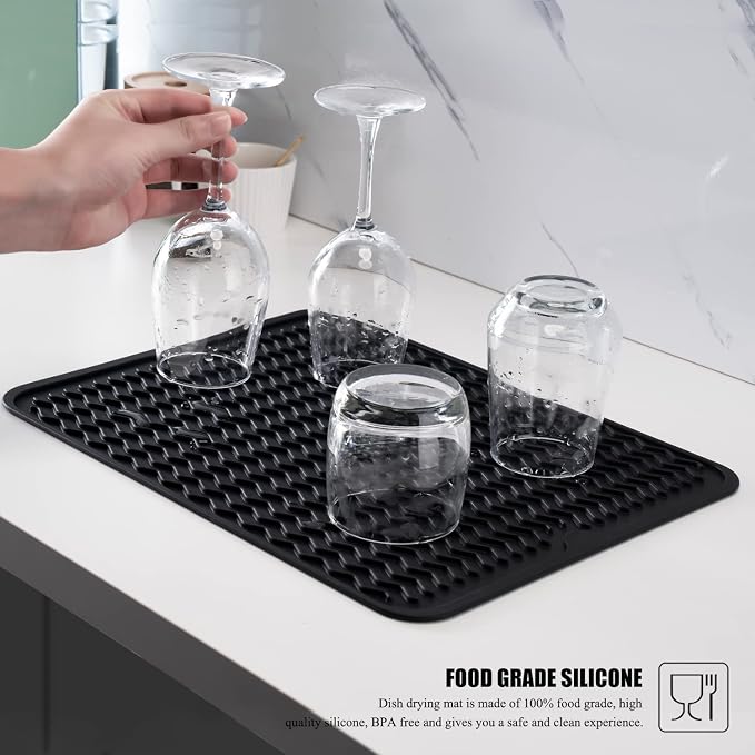 Silicone Dish Drying Mat, Non-Slip Easy Clean Sink Mat, Large Heat-resistant - Image 5