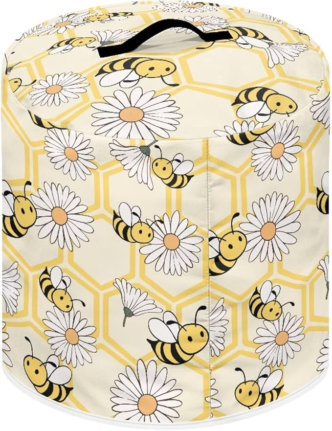 Daisy Bees Print Kitchen Appliance Decor 3 Quart Pressure Cooker/Air Fryer/Rice Cooker DusT Cover with Top Handle and Storage Pockets Machine Washable