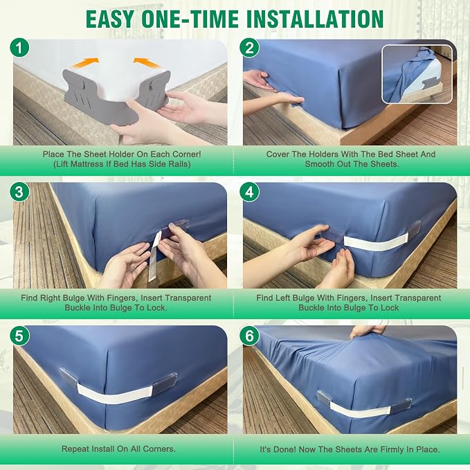 Bed Sheet Holders for Corners, No More Loose Sheets, Easy Installation for Any - Image 6