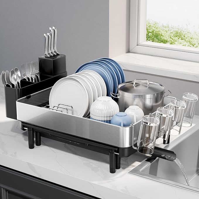 Urackify Expandable Dish Drying Rack, Stainless Steel, Large Capacity | - Image 8