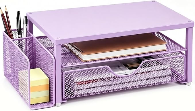 Spacrea Monitor Stand with Drawer and Pen Holder | Monitor Riser Desk by Spacrea