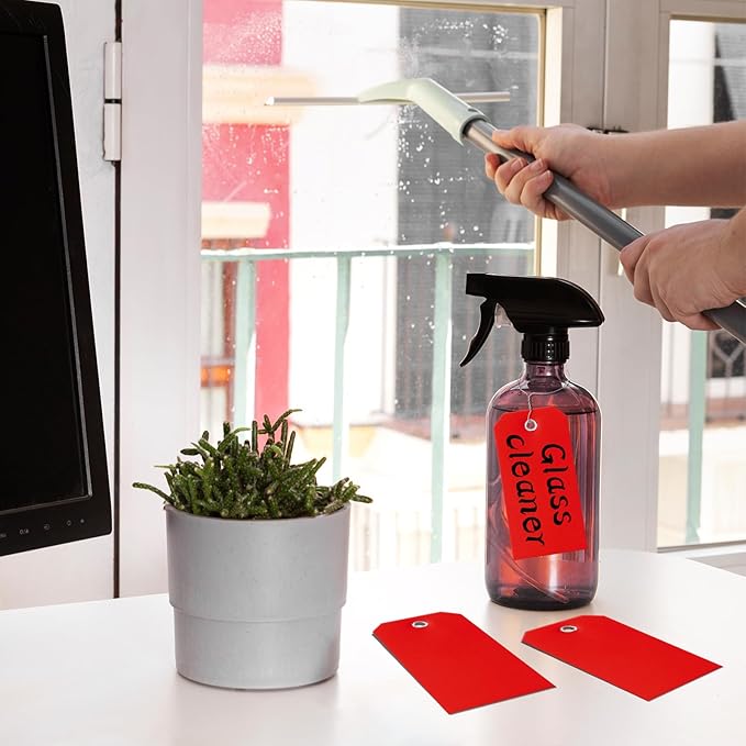 200 Red Tags - 4 3/4" x 2 3/8" Writable Hang Tags with Reinforced Marking for Auto Parts, Luggage, Garage, Inventory & Outdoors