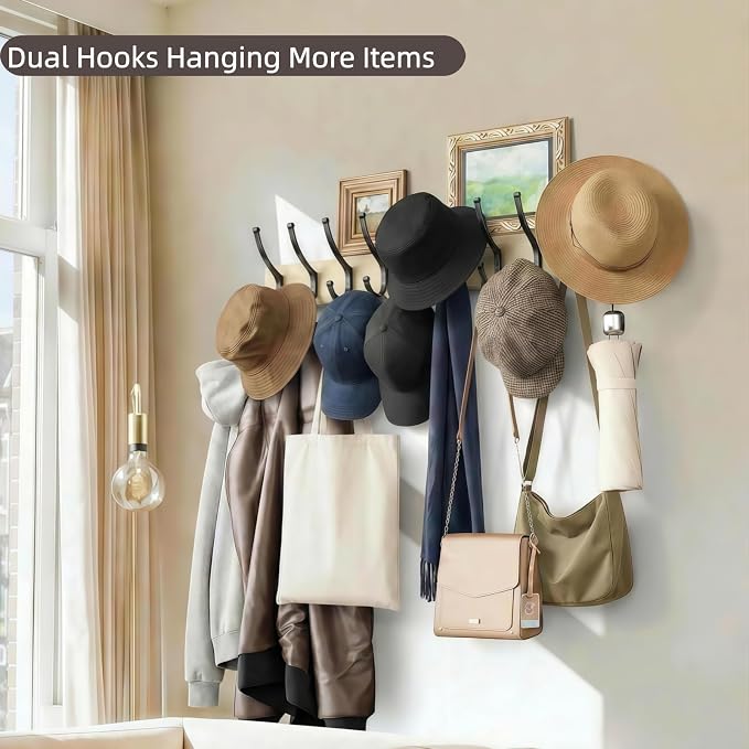 Optish 1 Pack Wooden Coat Rack Wall Mount, 16.1" Rustic Coat Hanger Hooks - Image 6
