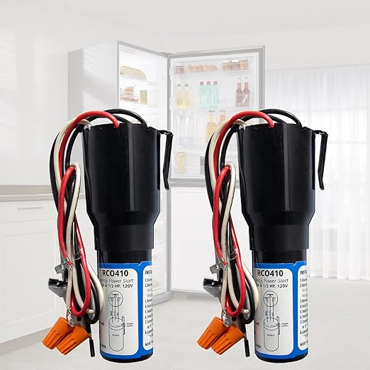 2 Pack RCO410 3-in-1 Hard Start Kit – Refrigerator Compressor Hard Start Capacitor Kit for Refrigerators & Freezers 1/4-1/3 H.P. 115VAC