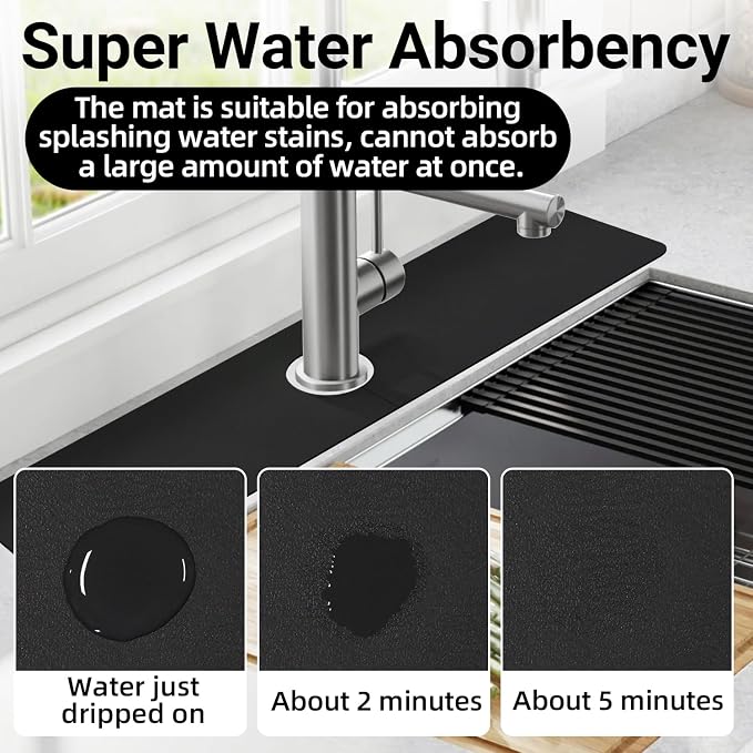 LOPNUR Cuttable Faucet Mat for Kitchen Sink, Long 24x5.5 Inch, 0.8-2.4 Inch - Image 4