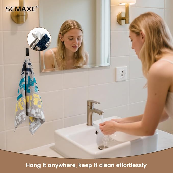 12-Pack Cotton Hand Towels for Bathroom, Hanging Loops, Geometric Pattern | - Image 5