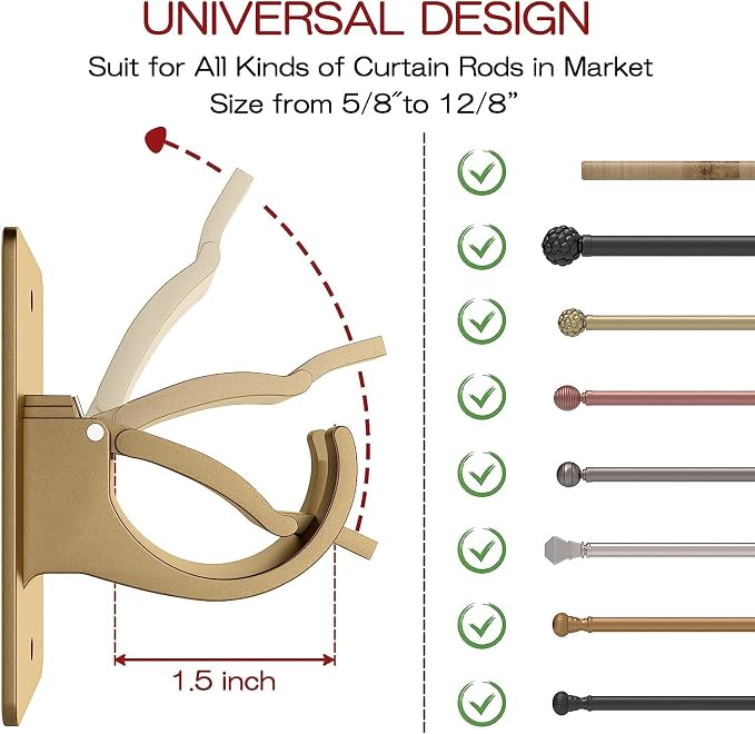 2 Pieces Self Adhesive Curtain Rod Bracket, Universal Plastic Curtain Rod - Image 2