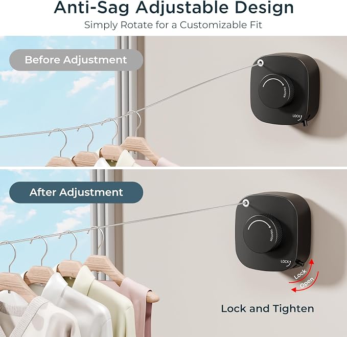 FORIOUS 13.8 Ft Retractable Clothesline, Non-Sagging - Image 3