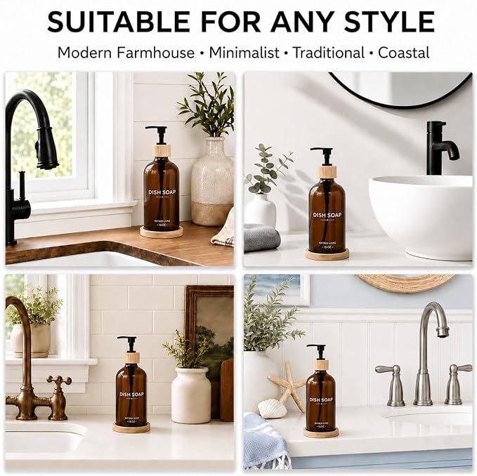 Dish Soap Dispenser, 16OZ Glass Kitchen Soap Dispenser - Image 3