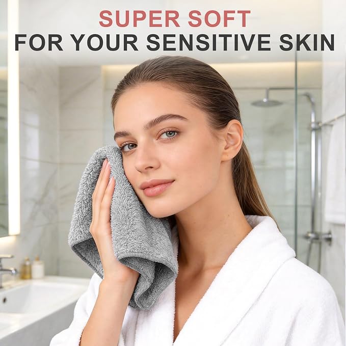 10 Pack Premium Washcloths, Highly Absorbent and Super Soft Face Towels | - Image 6