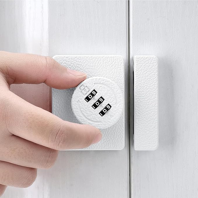 White Cabinet Lock,3 Digit Password Keyless,Anti Pry Mechanical Password Lock,Protect Privacy,for Drawer,Cabinets,Locker, Closet,Windows,Sliding Door,Bathroom,and Garden