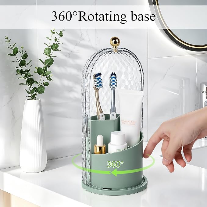 Toothbrush Holder with Cover for Bathroom Countertop, Toothpaste, Self Draining - Image 3