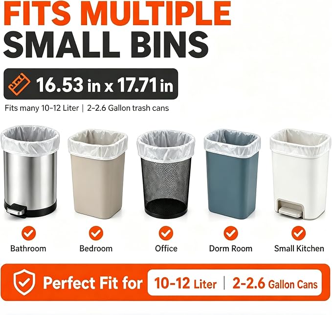 2.6 Gallon Small Clear Trash Bags Garbage Bags by RayPard, fit 2.2, 2.6 Gal - Image 2