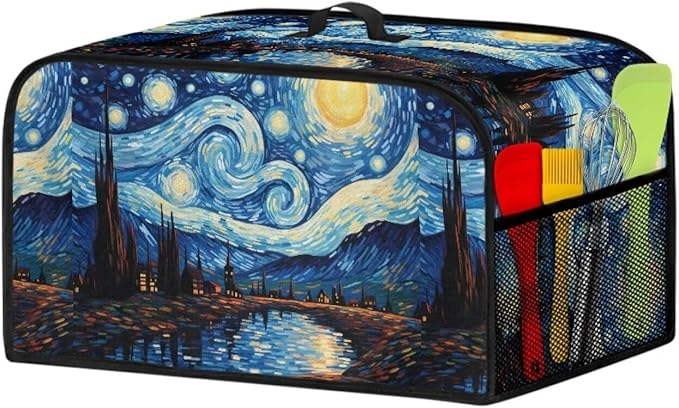 Van Gogh Starry Night Slow Cooker Dust Cover Oval 6-8 Qt Slow Cooker Cover Holder Small Appliance Covers Accessory Set Keep Clean Kitchen Decor