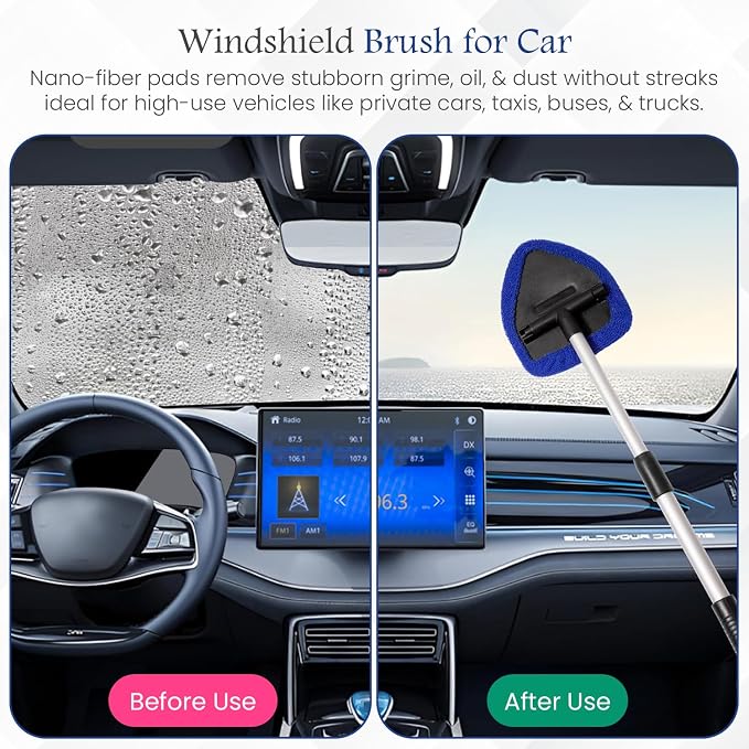 Windshield Cleaner Tool for Inside Car Windows, 6 Microfiber Pads | 6 reusable - Image 8