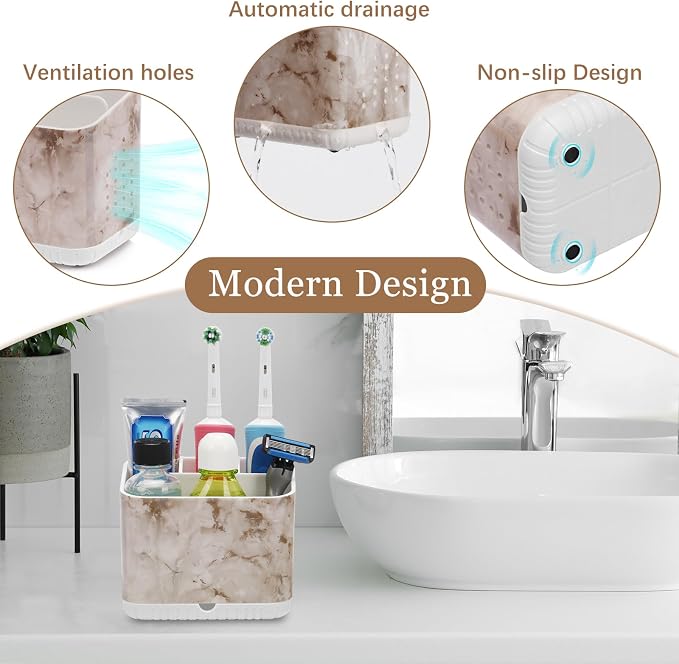 Toothbrush Holders, Toothbrush and Toothpaste Holder | EasyTo Clean, 4 Slots - Image 4