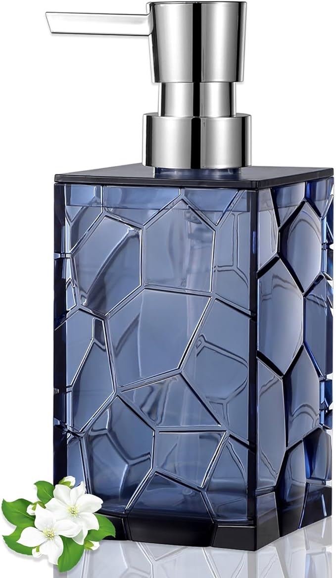 Clear Acrylic Pump Bottle Refillable Lotion Soap Dispenser 10oz Blue | BPA-Free by JiatuA