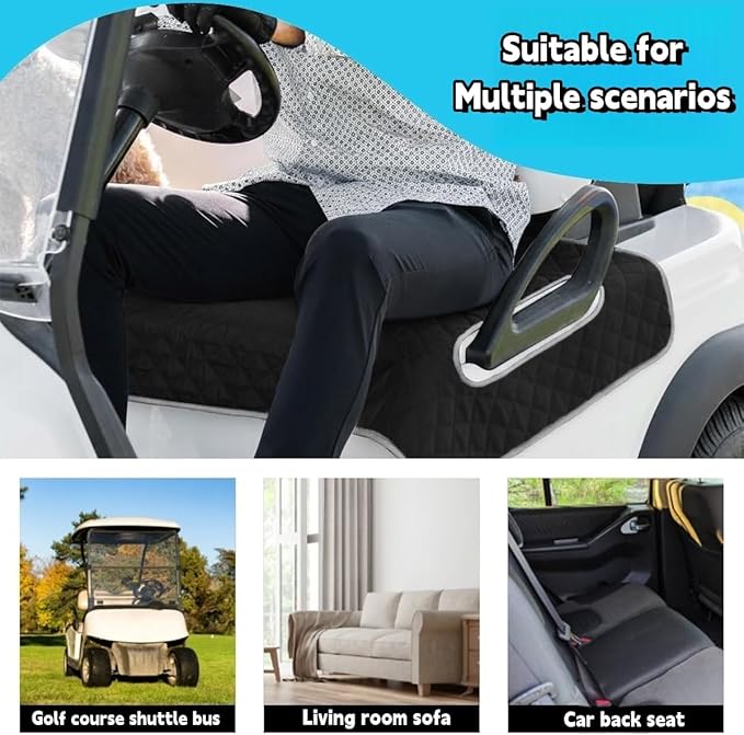 Golf cart Heated seat Cover, Non-Slip and Waterproof Winter Golf cart seat Cushion, Three Temperature Settings, Four-Zone Heating, External Power Supply/Power Bank Heating Options