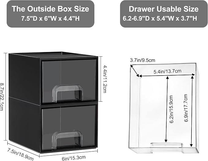 Vtopmart Black Small Stackable Storage Drawers - Image 3