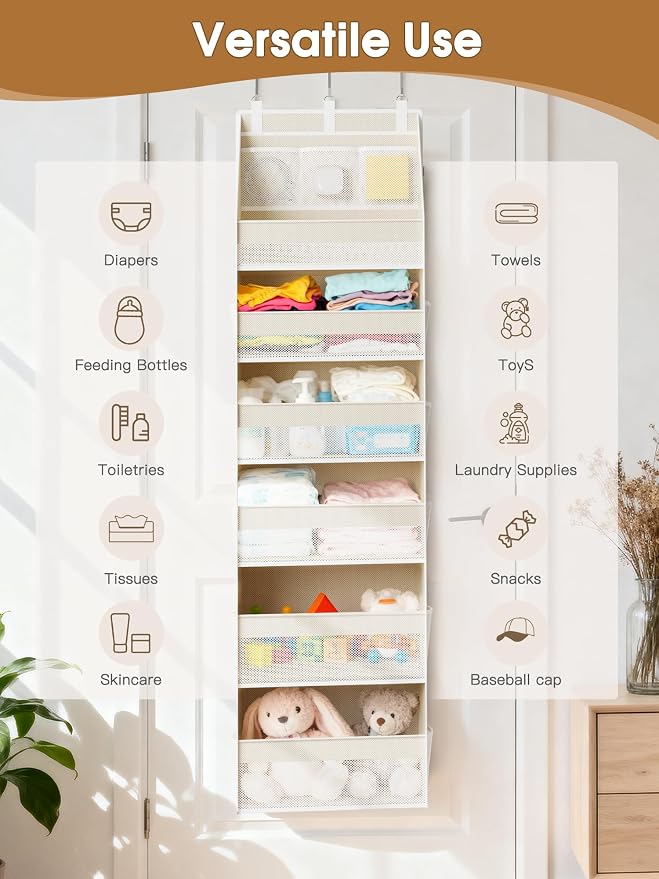 2 Pack Over the Door Organizer, 6-Shelf Closet Hanging Storage - Image 9