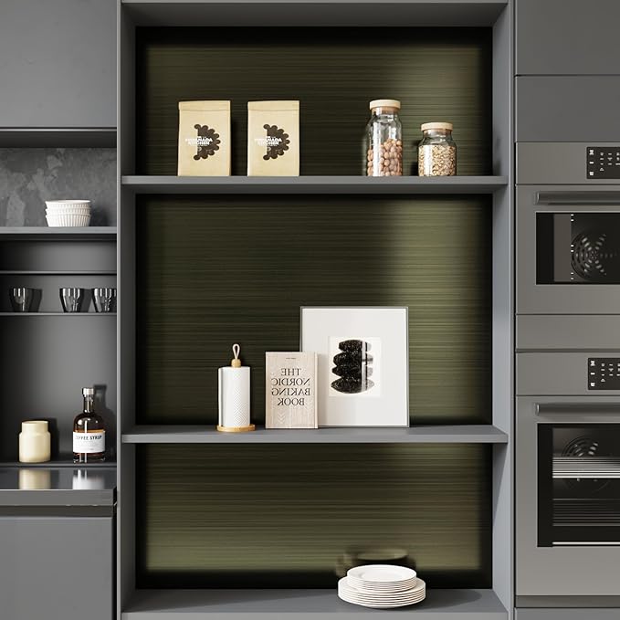 CRE8TIVE Bronze Black Brushed Stainless Steel Contact Paper 24"x354" Heat Resistant Metallic Wallpaper Peel and Stick Oil Proof Rust Resistant Self Adhesive Roll for Kitchen Appliances Stove Cabinets