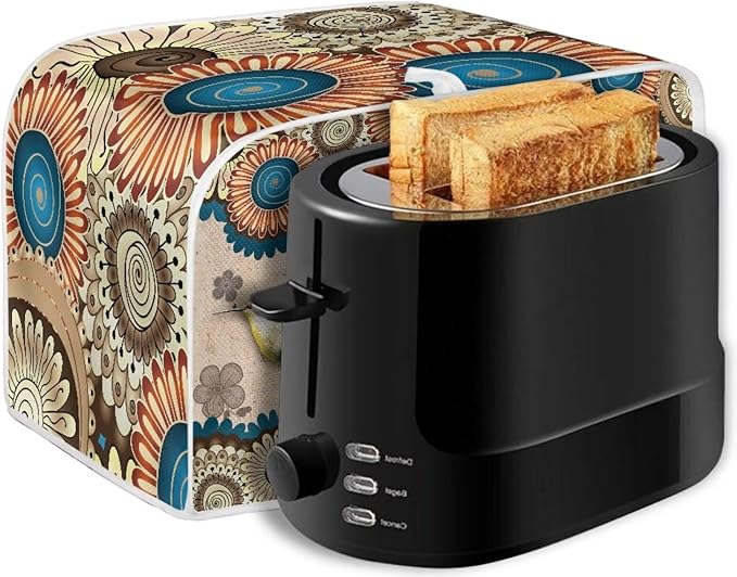 Aztec Hummingbird Flower Print Toaster Cover 2 Slice Dust Fingerprint Protection Waterproof Soft Toaster Dust Cover
