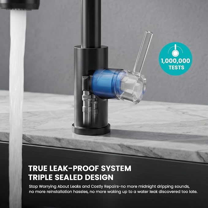 Kitchen Faucet with Pull Down sparyer, Leak Proof, Matte Black | 304 Stainless - Image 5