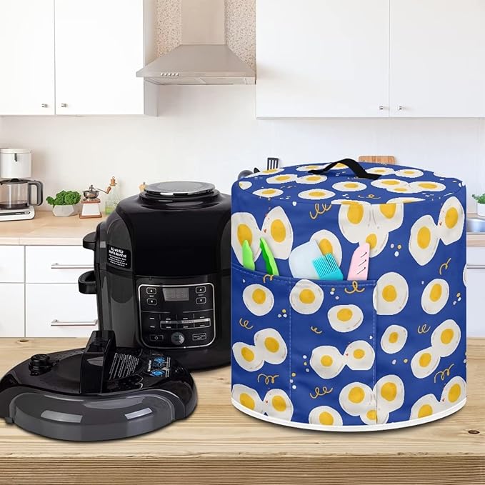 Flashideas Cute Egg Yolk Pressure Cooker Cover for Women Dust Protection Insulated Rice Cooker Cover with Easy to Clean Lining Kitchen Appliances Dust Cover with Pockets for Instant Pot 6 Quart