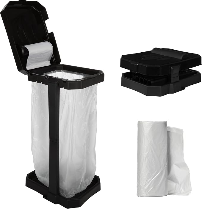 Wakeman Heavy Duty Black Trash Bag Portable Trash Bag Holder Stand by Wakeman