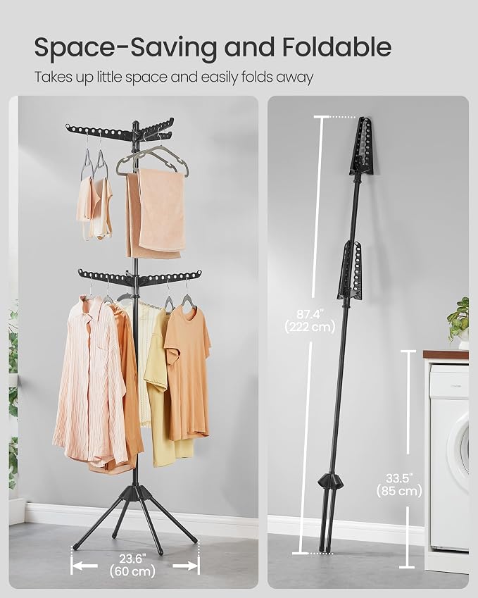 SONGMICS 2-Tier Clothes Drying Rack, 75.2-Inch Folding Laundry Drying Rack - Image 3