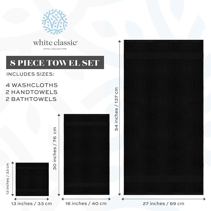 White Classic Luxury Bath Towel Set of 8 Pieces - Image 4