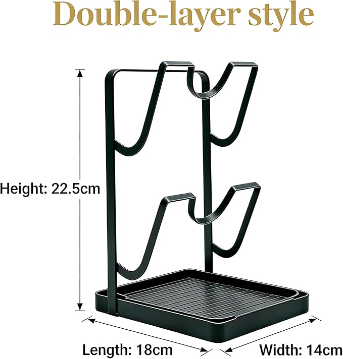 2 Pack Pot Lid Holder While Cooking - Multifunctional Kitchen Pot Lid Storage Rack with Drip Tray, Countertop Lid Organizer & Lid Rack for Pot Lids, Lid and Spoon Rest (Gray)